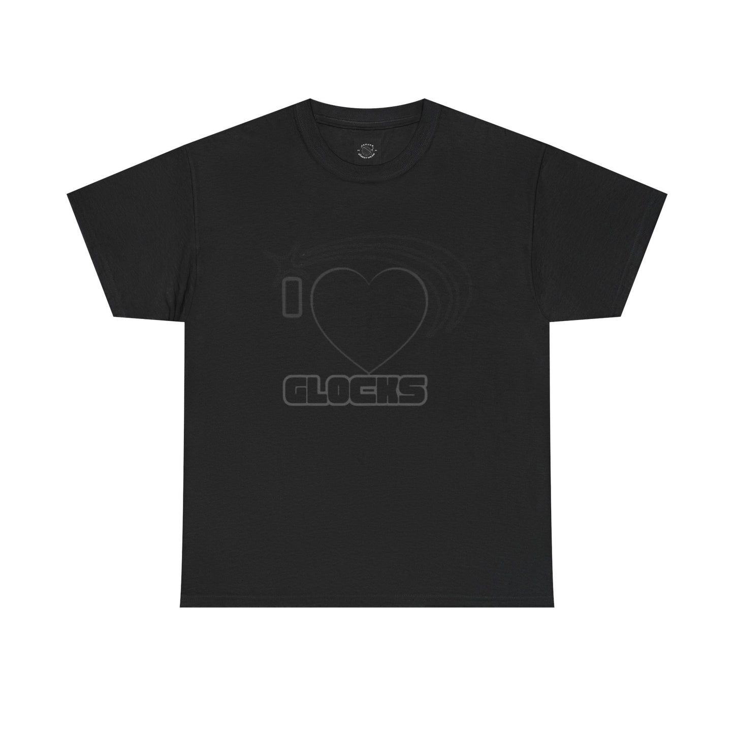 Graphic Tee — 'I  "heart" Glocks' Heart Logo T-Shirt (ALON3 Backprint)