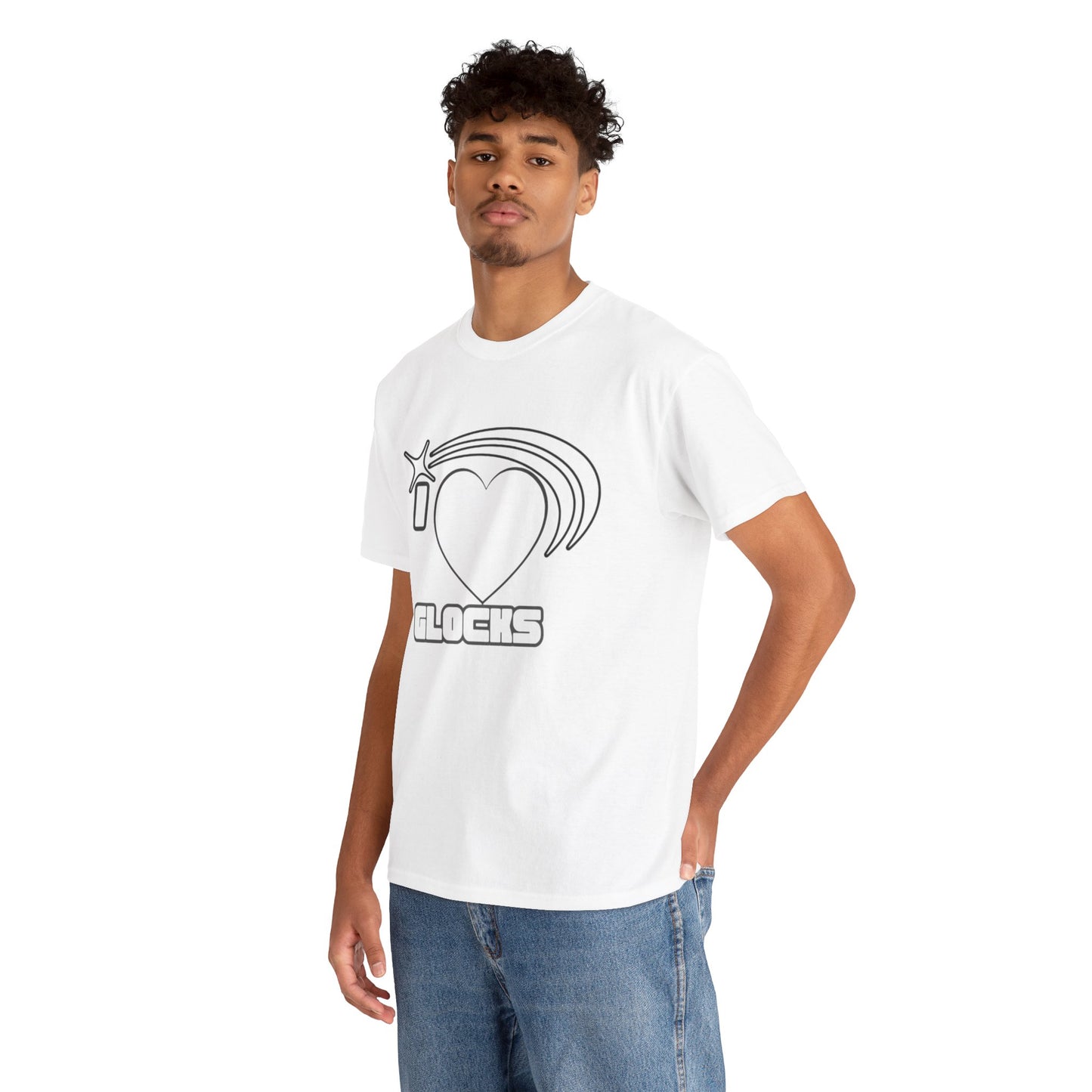 Graphic Tee — 'I  "heart" Glocks' Heart Logo T-Shirt (ALON3 Backprint)