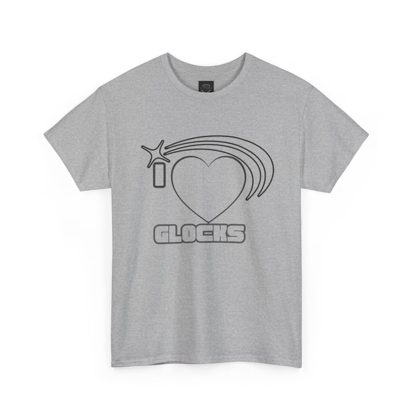 Graphic Tee — 'I  "heart" Glocks' Heart Logo T-Shirt (ALON3 Backprint)