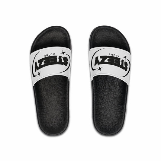 Men's "Steezy" Slides — Bold Black & White Athletic Slides