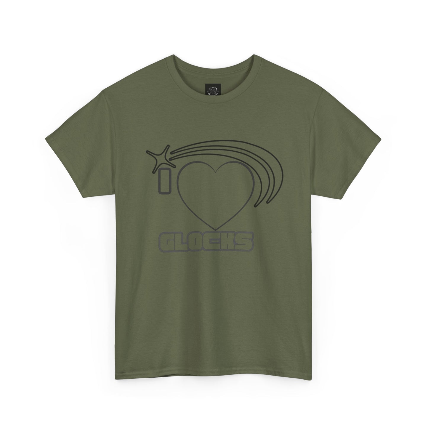 Graphic Tee — 'I  "heart" Glocks' Heart Logo T-Shirt (ALON3 Backprint)