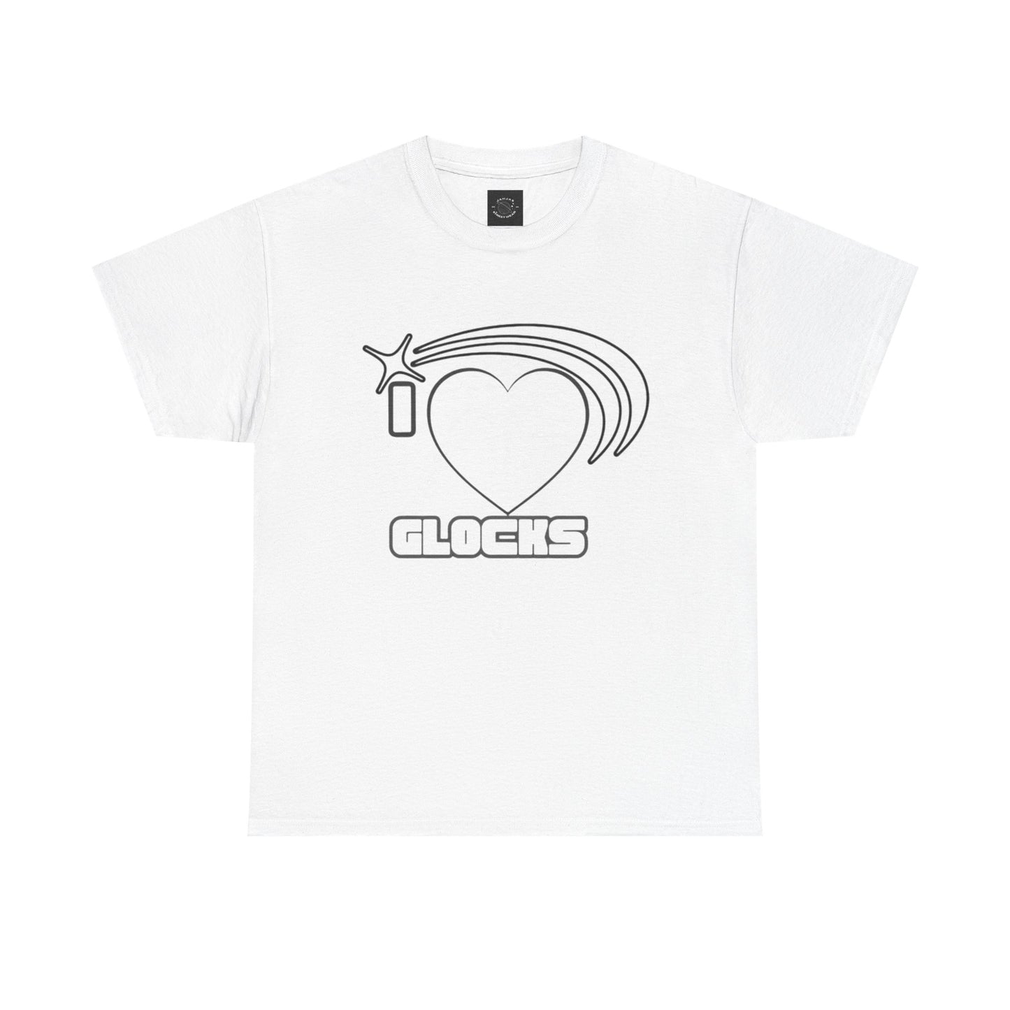 Graphic Tee — 'I  "heart" Glocks' Heart Logo T-Shirt (ALON3 Backprint)