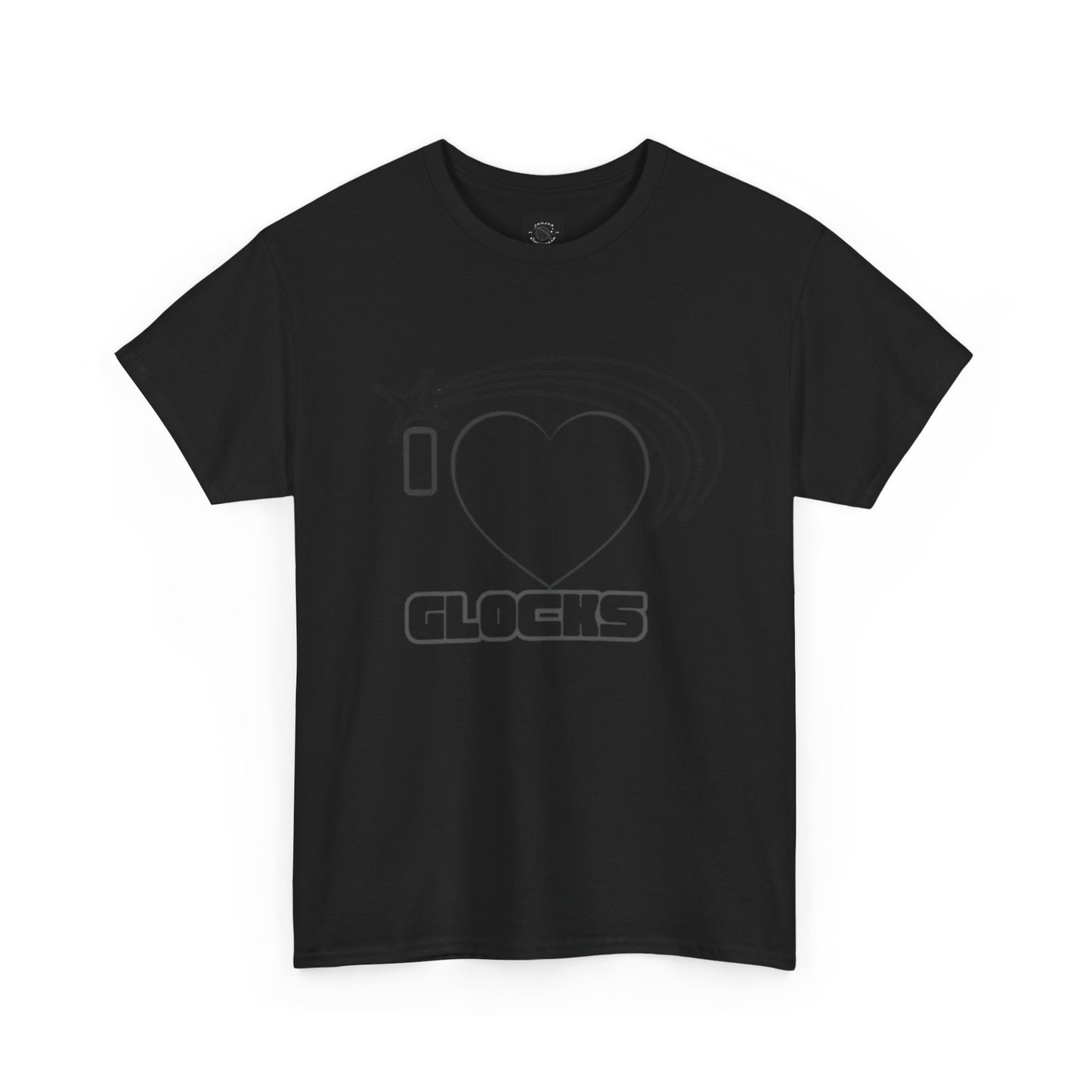Graphic Tee — 'I  "heart" Glocks' Heart Logo T-Shirt (ALON3 Backprint)