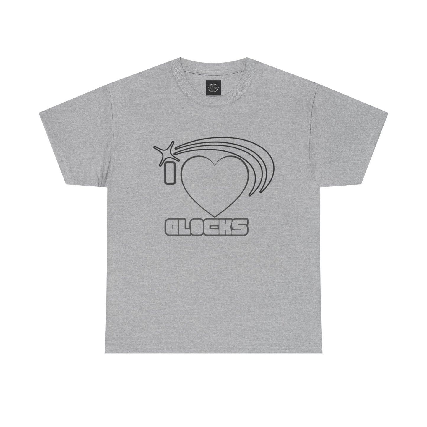Graphic Tee — 'I  "heart" Glocks' Heart Logo T-Shirt (ALON3 Backprint)