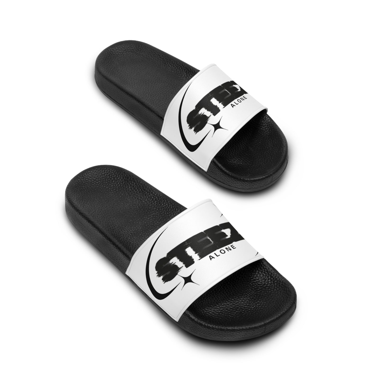 Men's "Steezy" Slides — Bold Black & White Athletic Slides