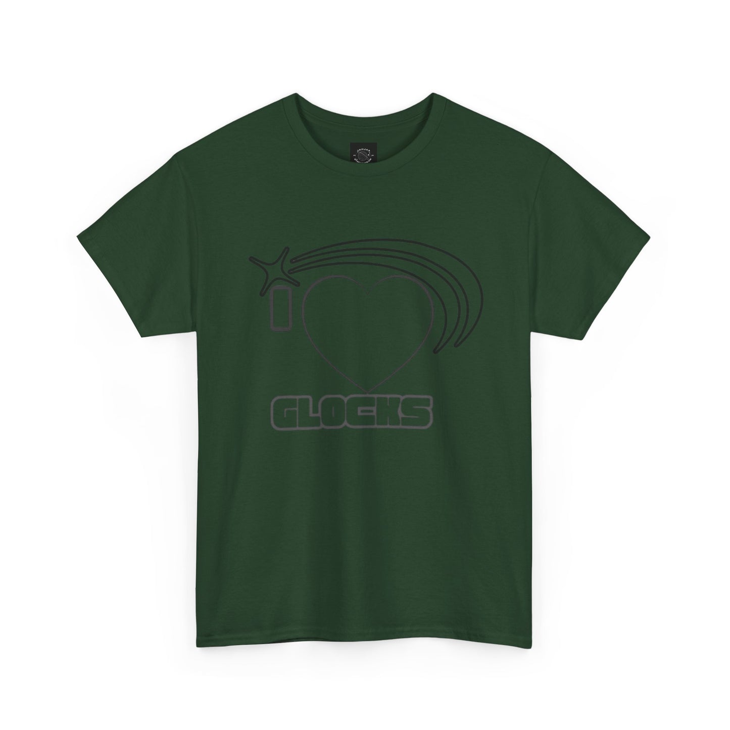 Graphic Tee — 'I  "heart" Glocks' Heart Logo T-Shirt (ALON3 Backprint)