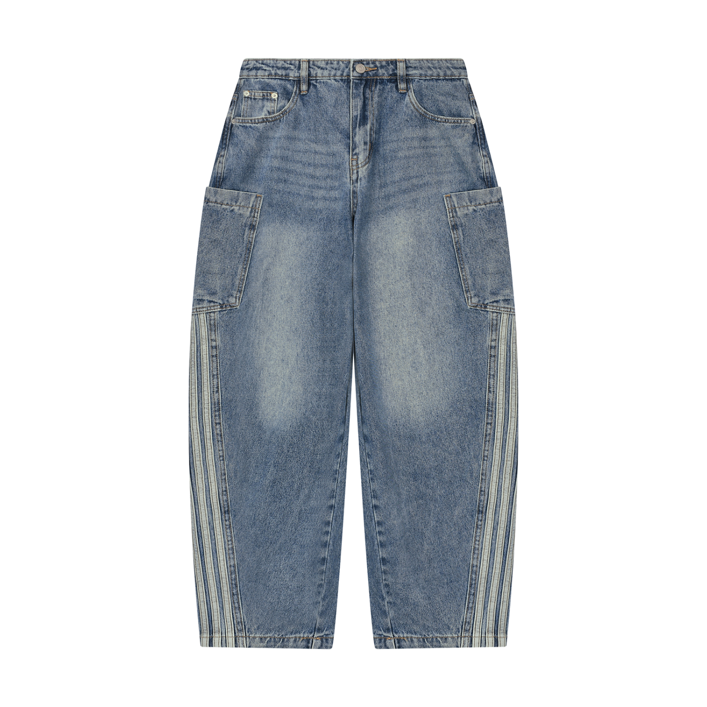 Vintage Wash Barrel Leg Jeans